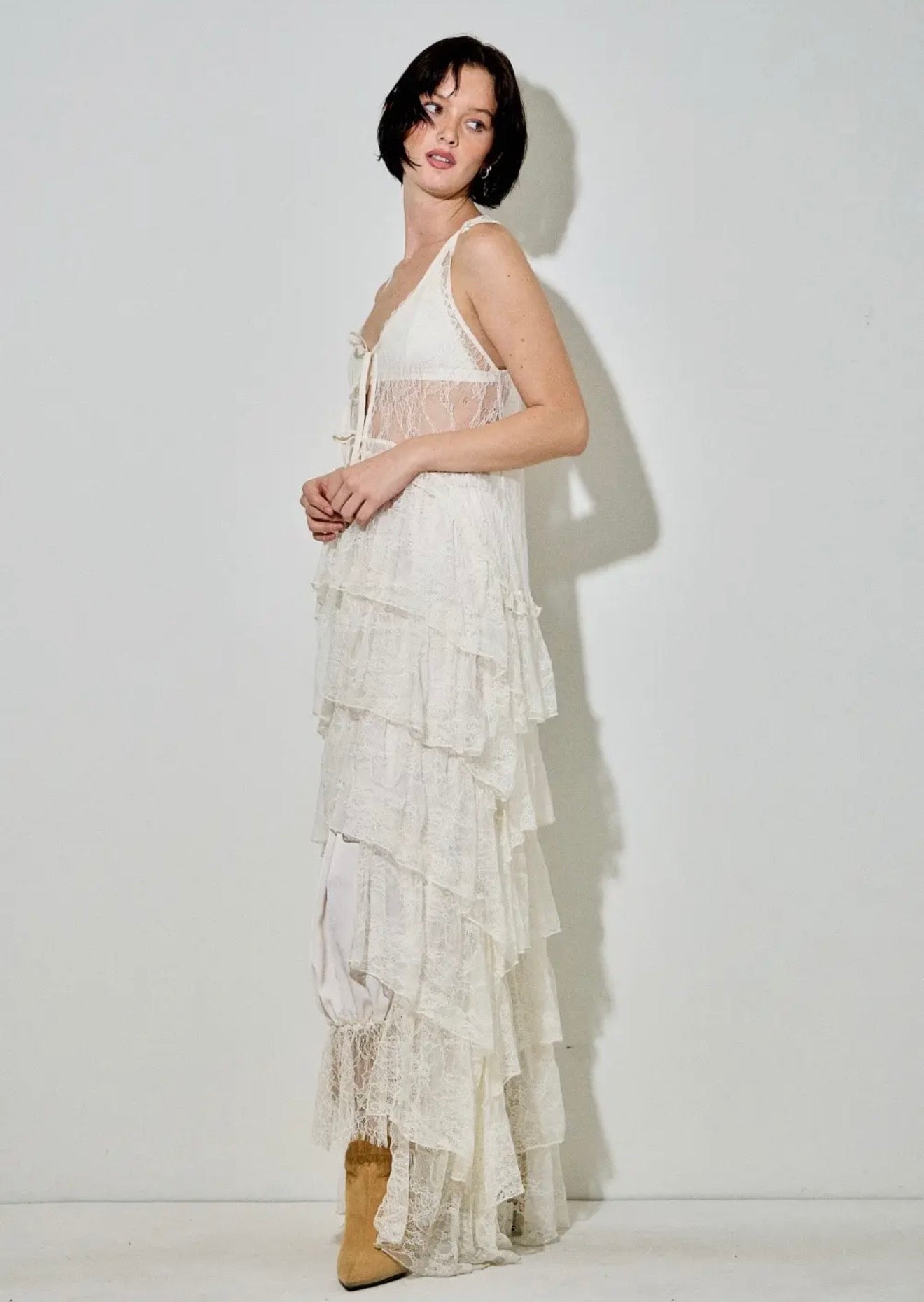 Romantic Lace Ruffle Tiered Duster