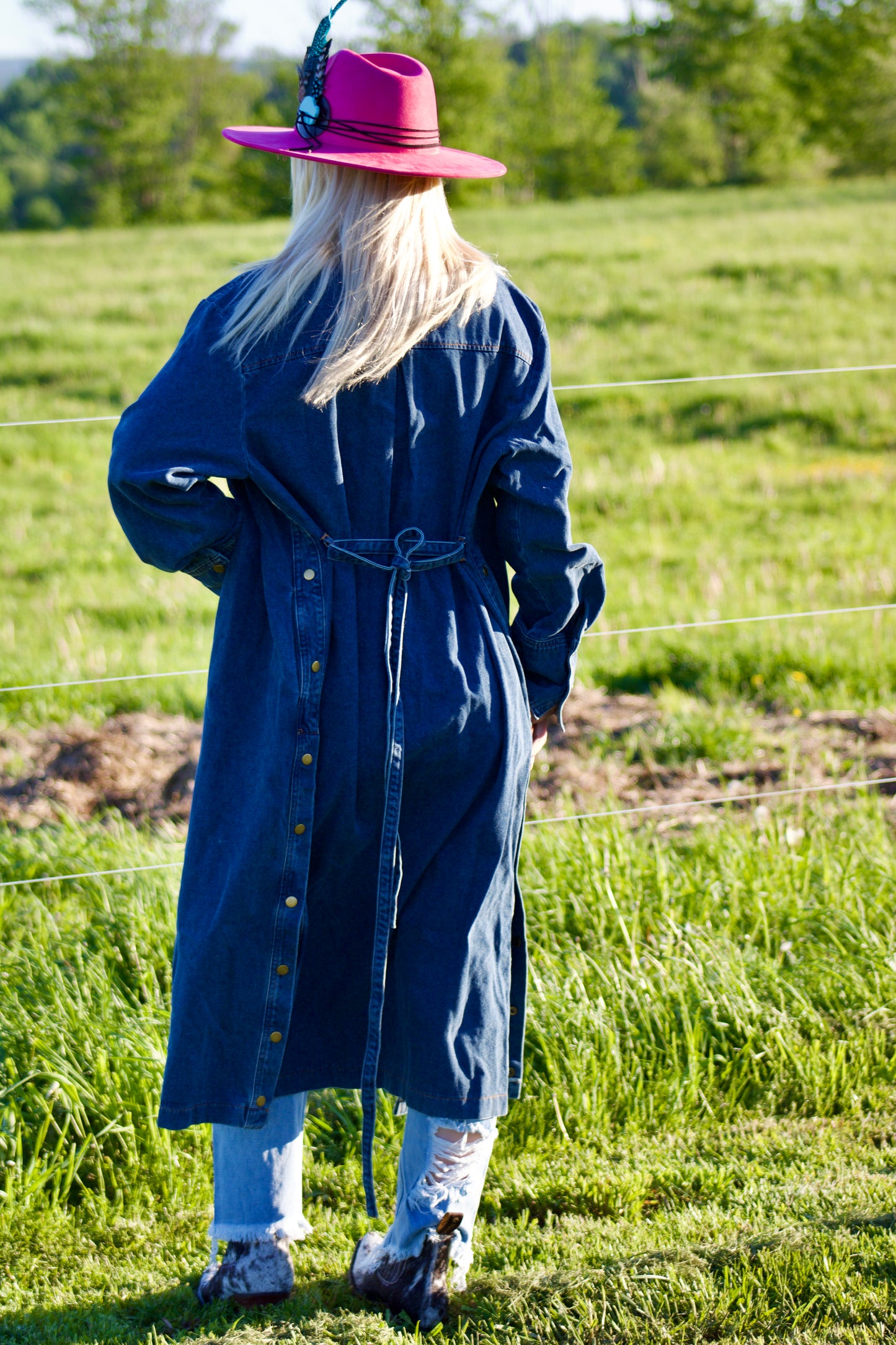 A Denim Midi Dress Duster
