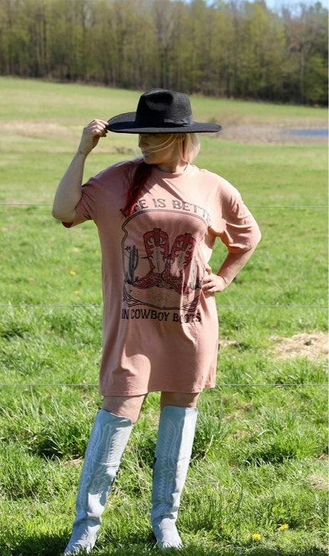 Western Life Better TShirt Dress