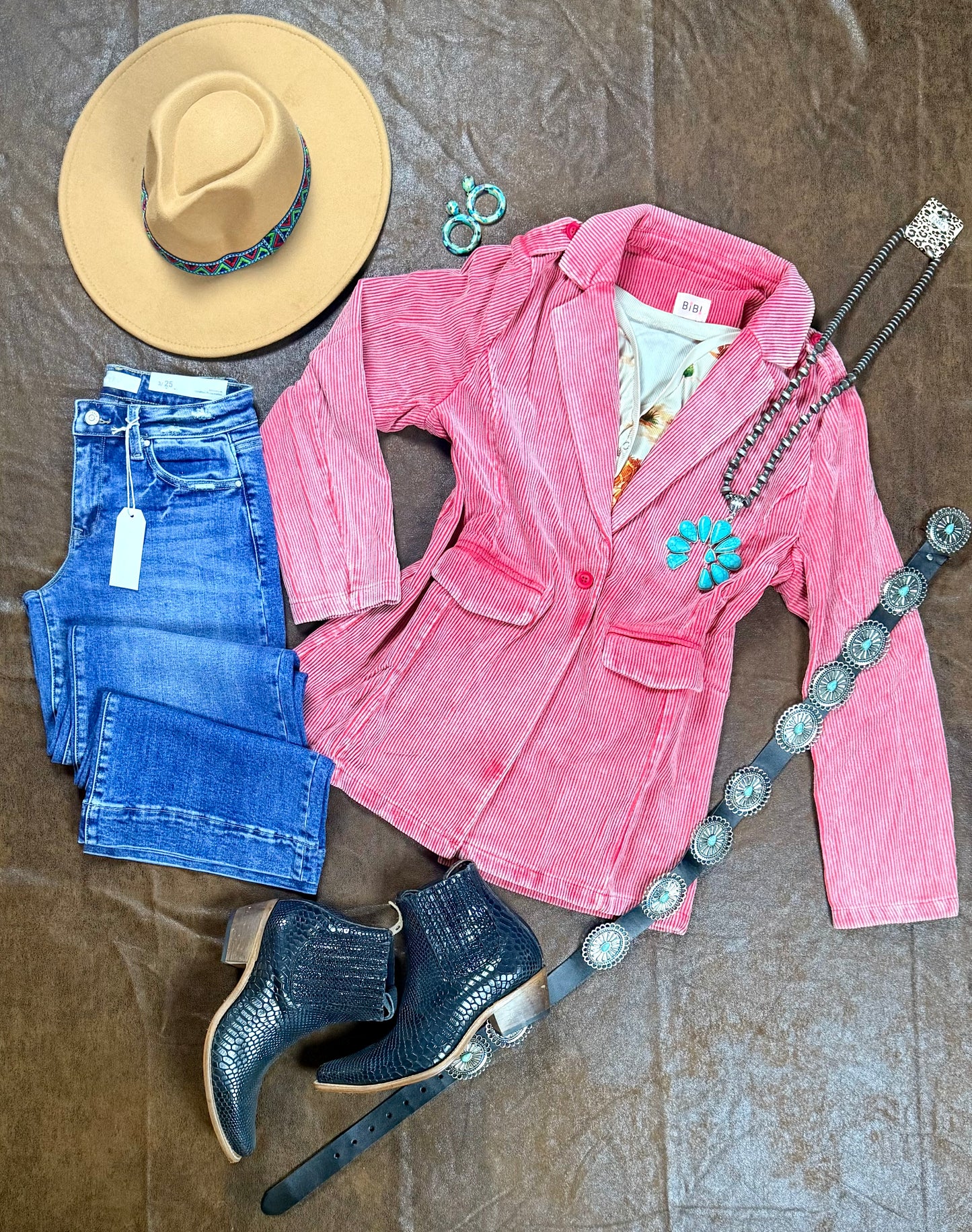 Coral Corduroy Blazer