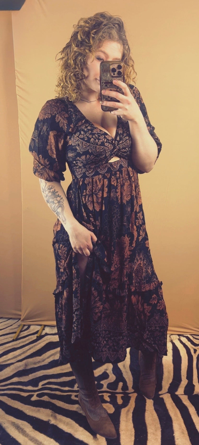Angie V Neck Twist Front Cut Out
Side Slit Maxi Dress