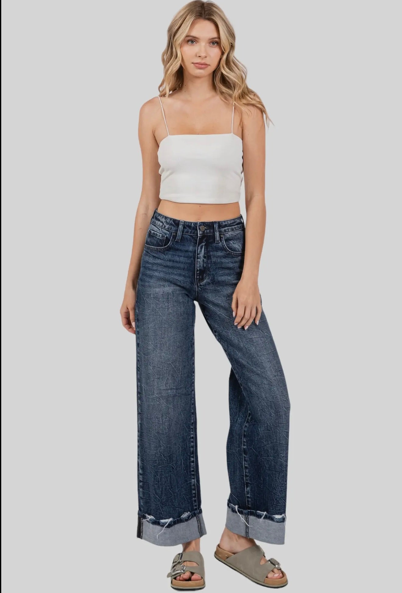 Petra153 High Rise Comfort Stretch
Wide Leg w/ Cuffed Hem