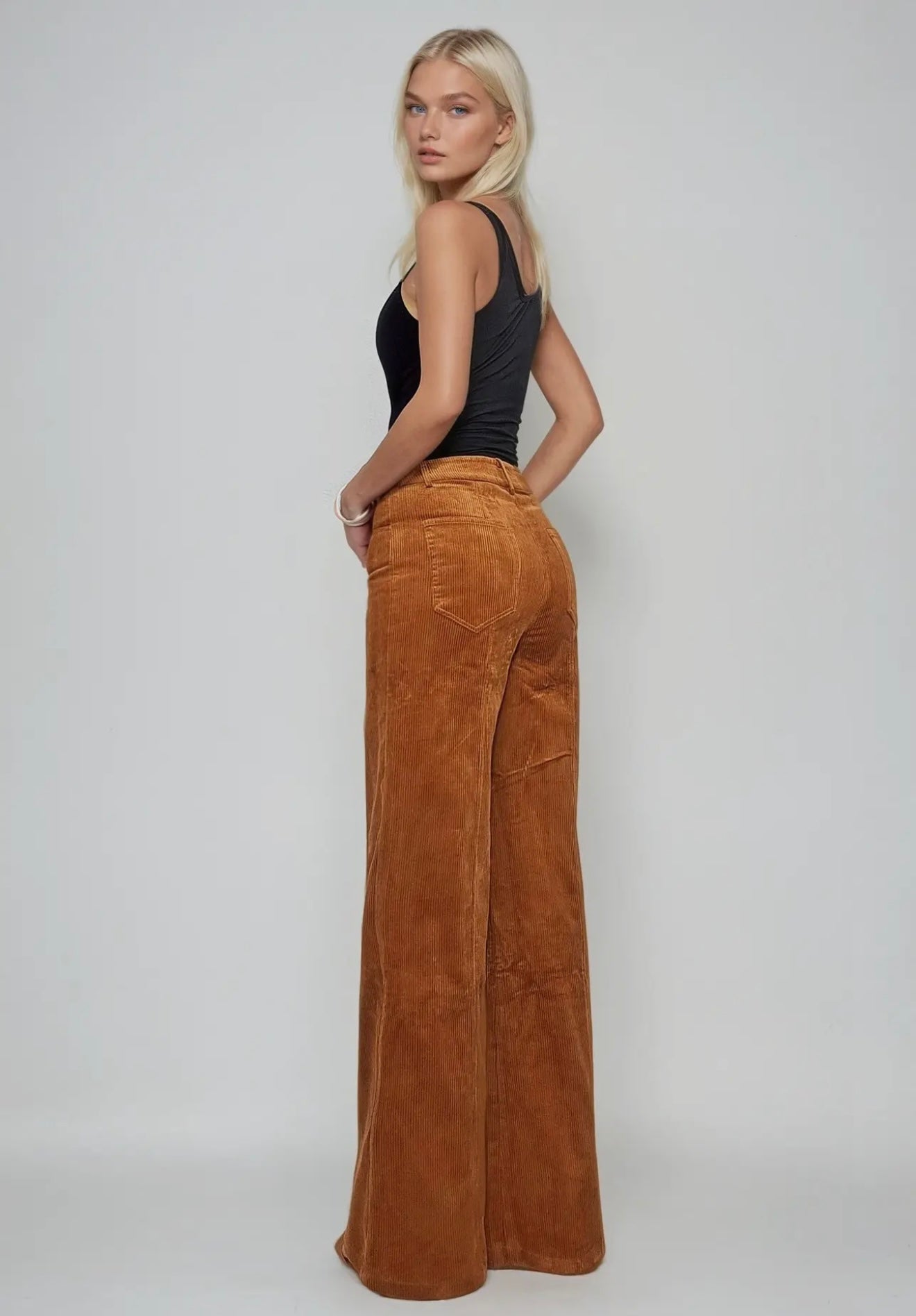 Tan Corduroy Wide Leg Pants