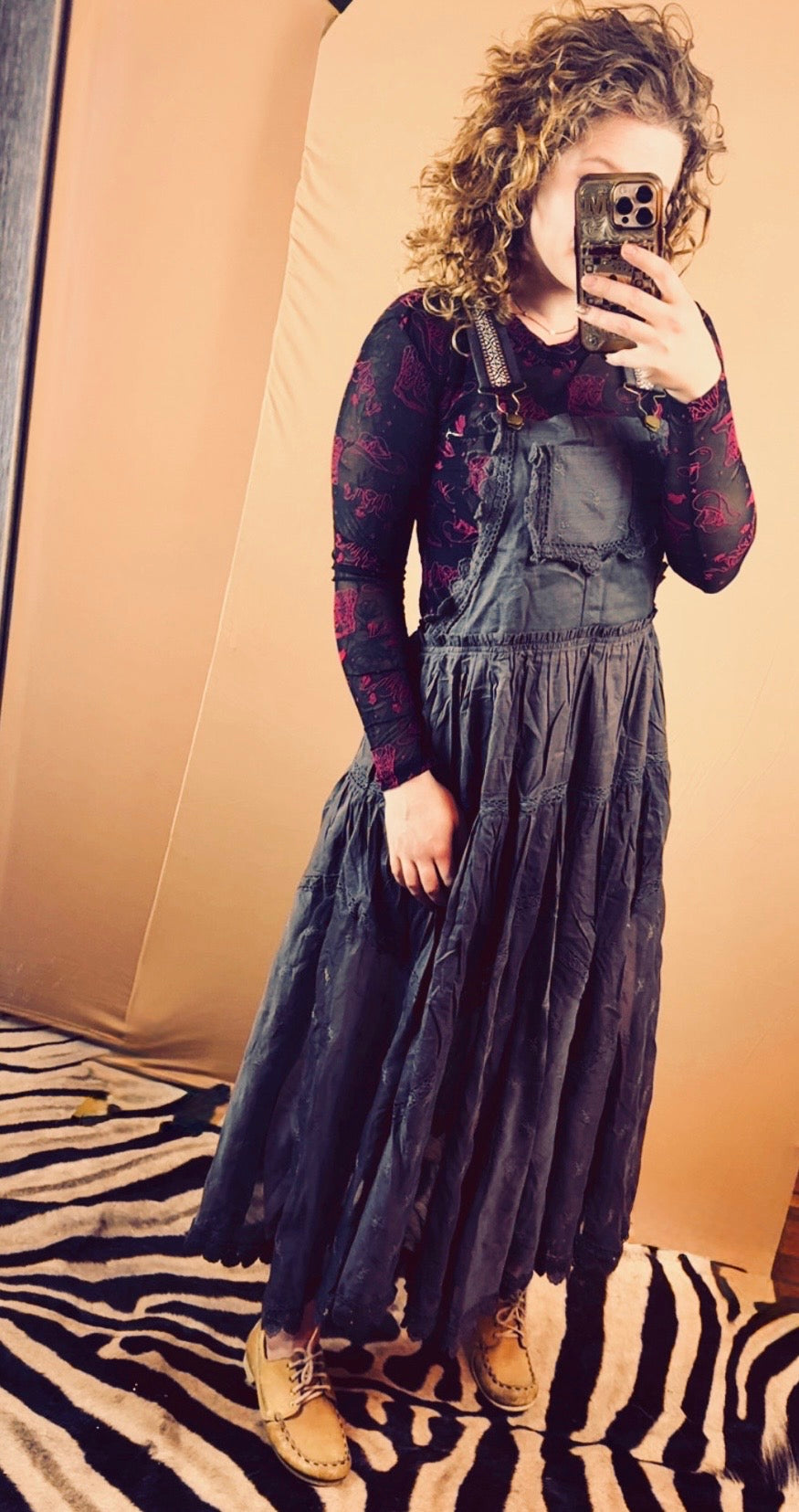 Lace Embroidered Tulle Bib Maxi Dress