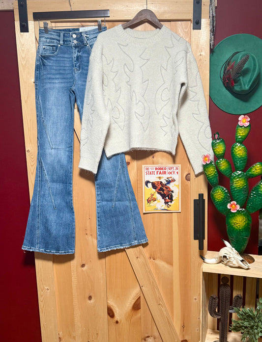 Western Boots Stitch Pattern
Crew Neck Sweater