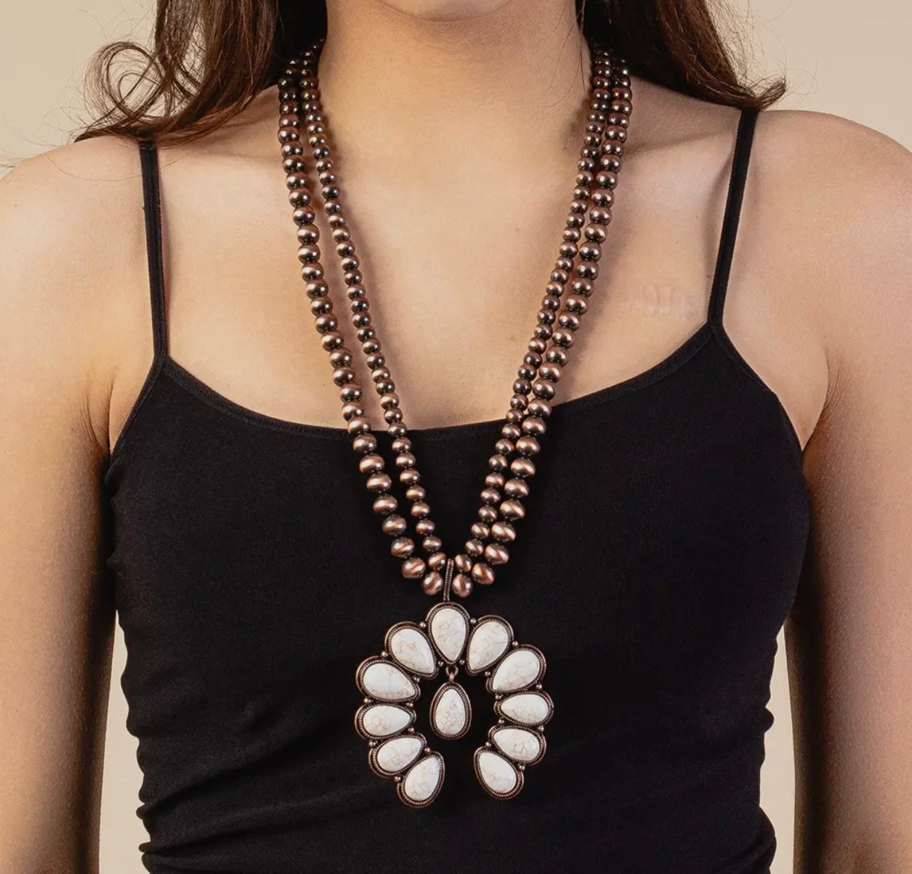 Layered Squash Blossom Necklace -
Beaded Chain