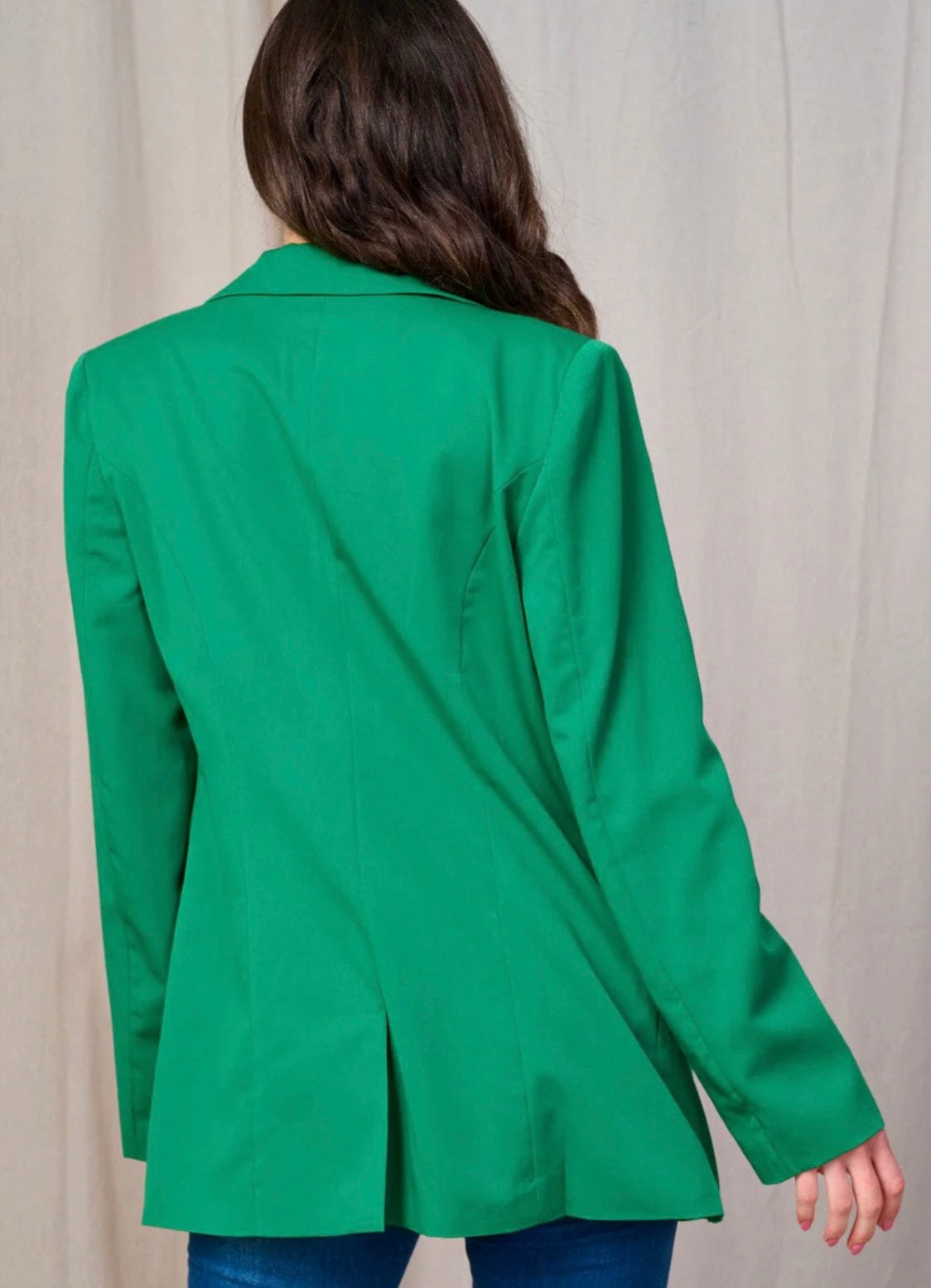 Green LONG SLEEVE BUTTON CLOSURE BLAZER