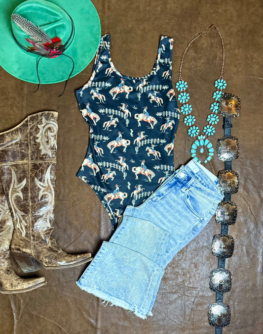 Jump Horse Jump Print Bodysuit
