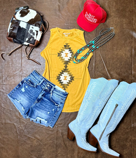 Vintage Aztec Mineral Graphic Tank Top