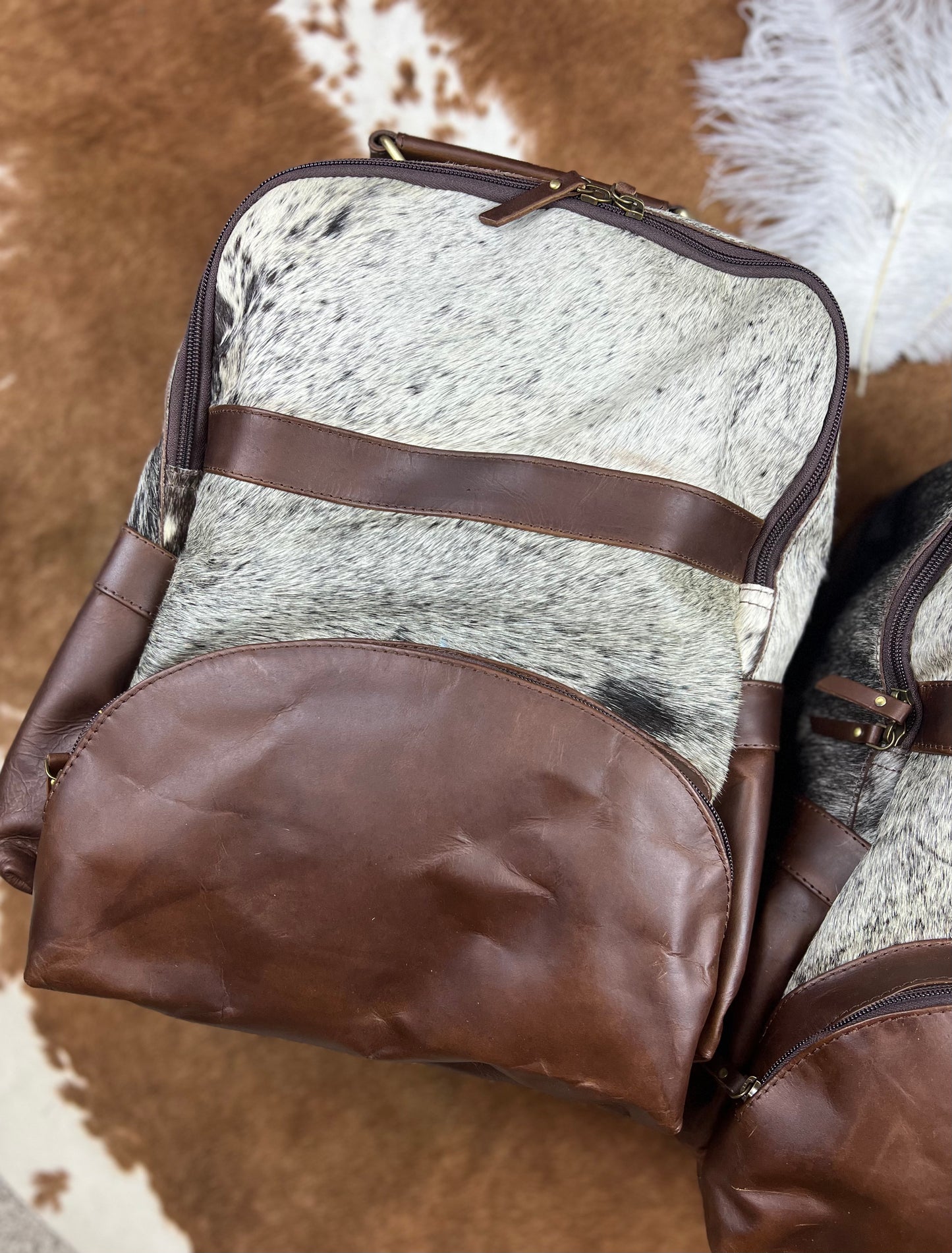 Klassy Cowgirl Hair on Cowhide Leather Backpack