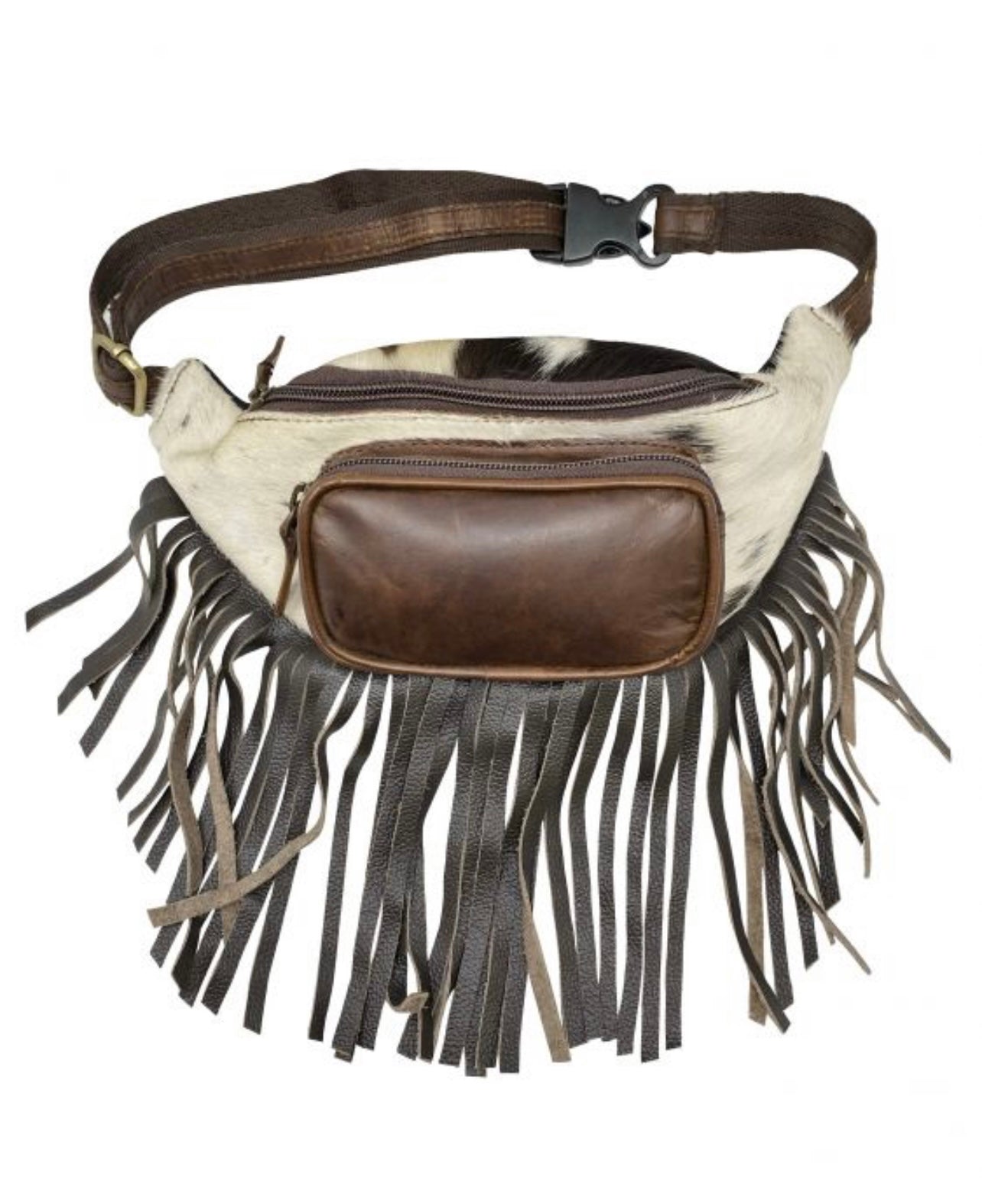 Genuine Leather Hair on Cowhide Fringe Fanny Pack