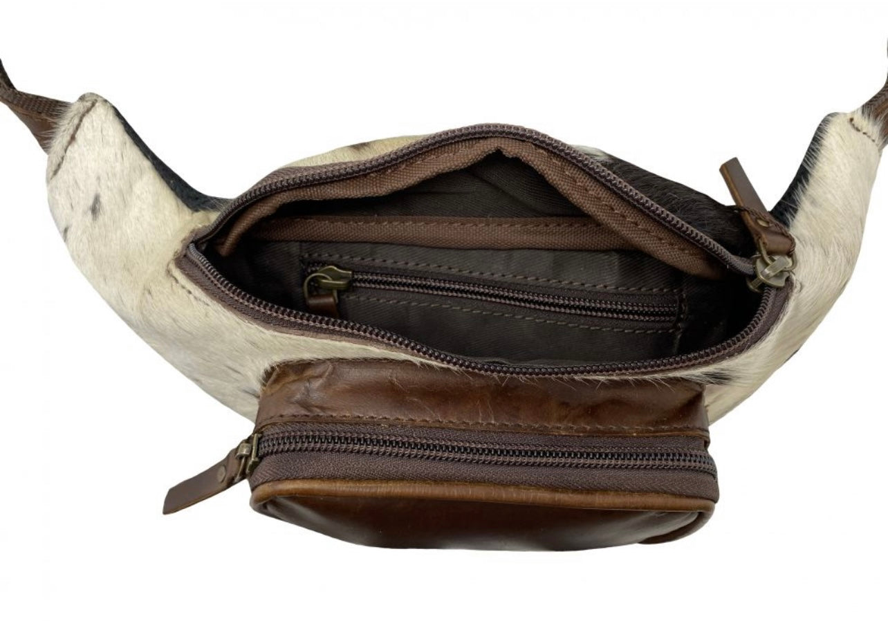 Genuine Leather Hair on Cowhide Fringe Fanny Pack