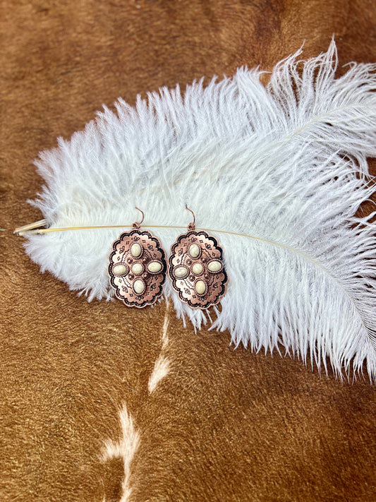 Copper & White Earrings