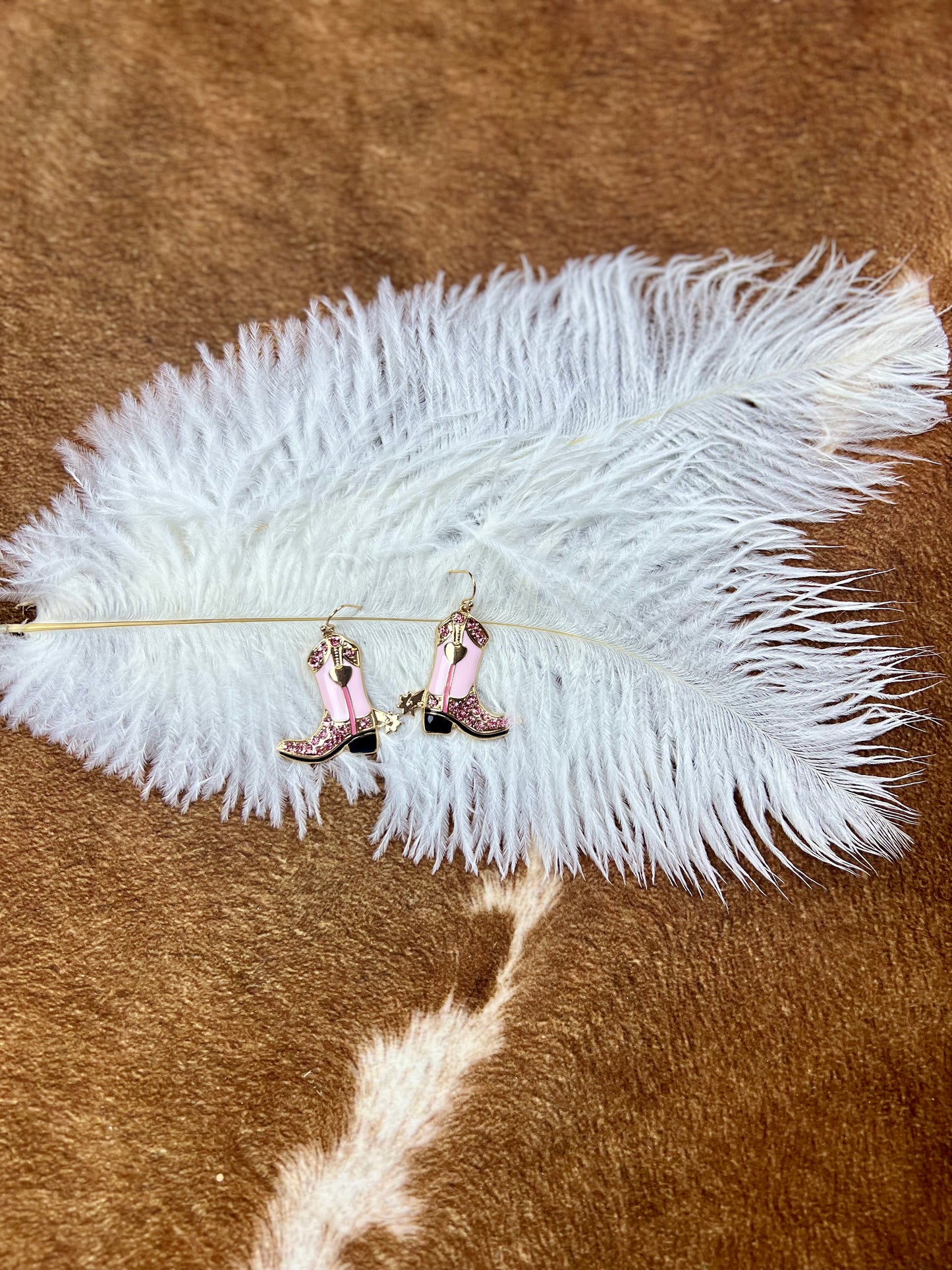 Crystal Pink Boot Earrings