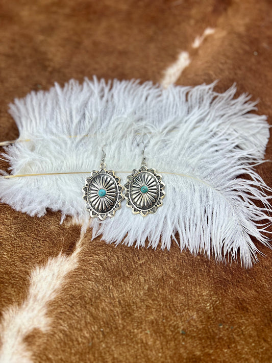 Silver & Turquoise Concho Earrings