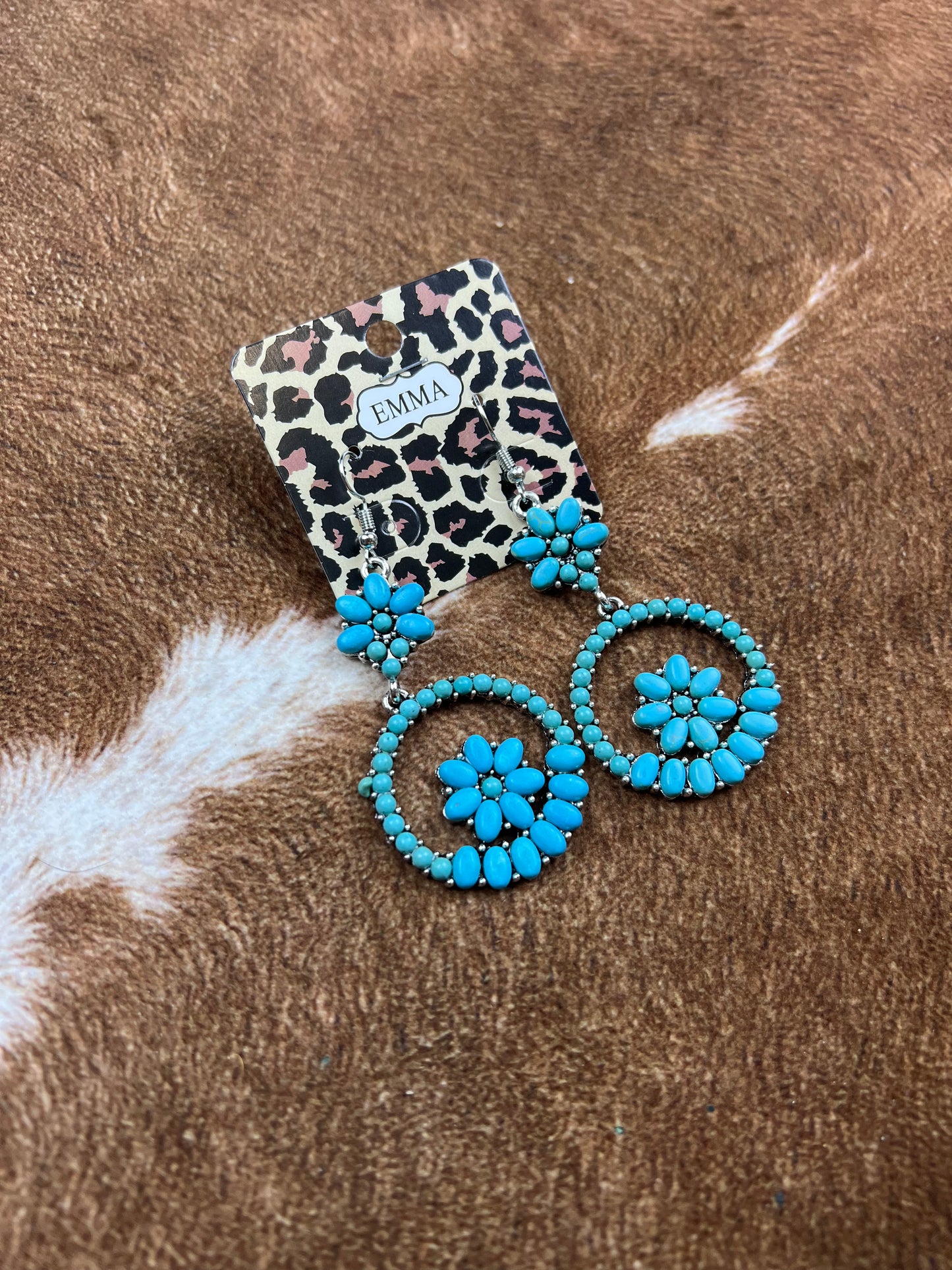 Western Hoop Earrings - Turquoise & Silver