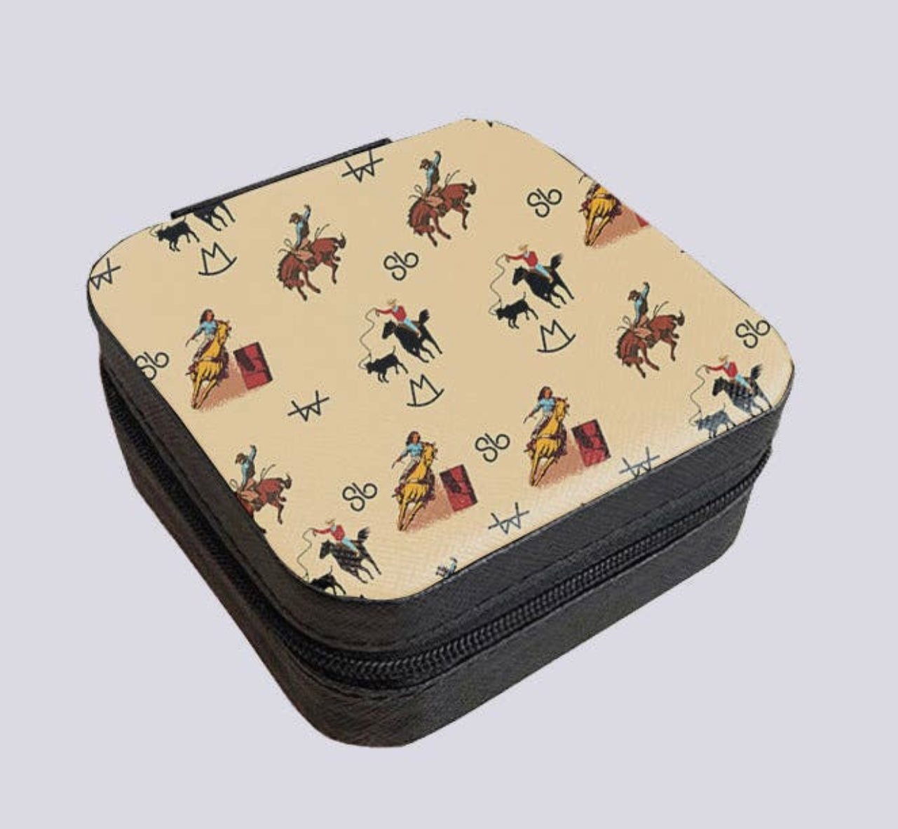 Vintage Cowboy Square Jewelry Case