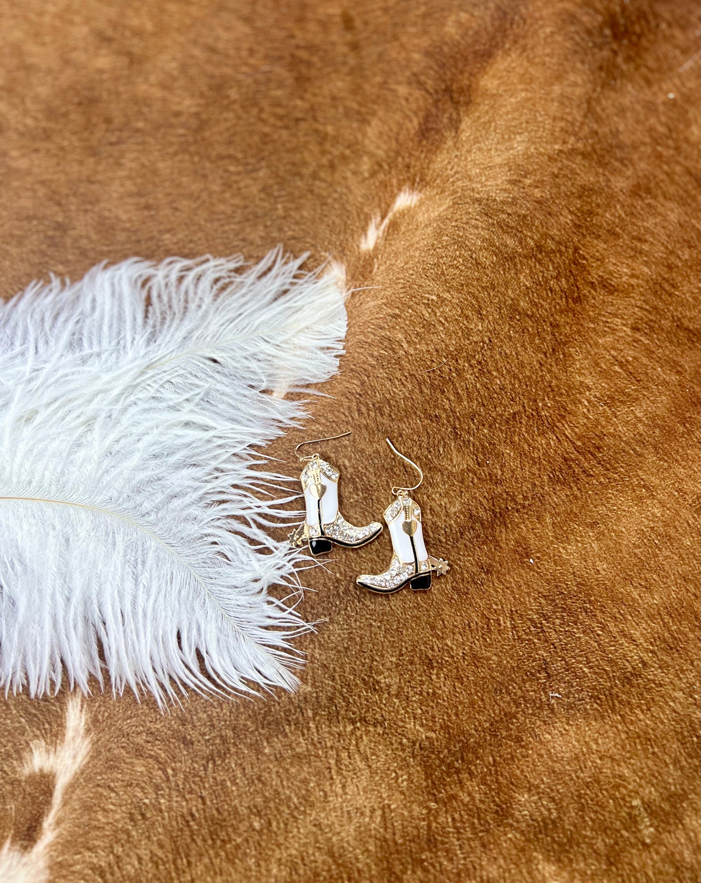 Crystal White Boot Earrings