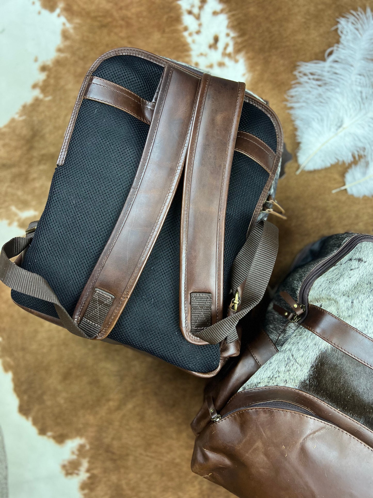 Klassy Cowgirl Hair on Cowhide Leather Backpack