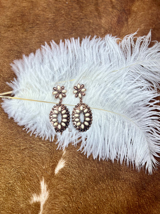 Wild Flower Copper & White Earrings