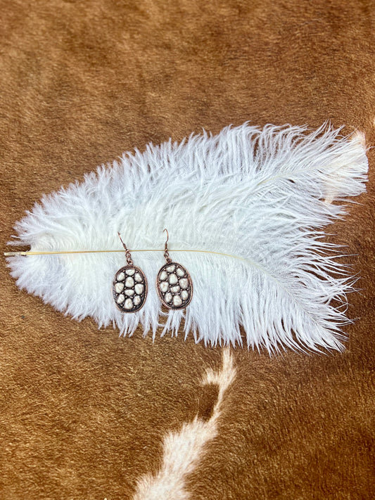 Copper & White Pebble Earrings