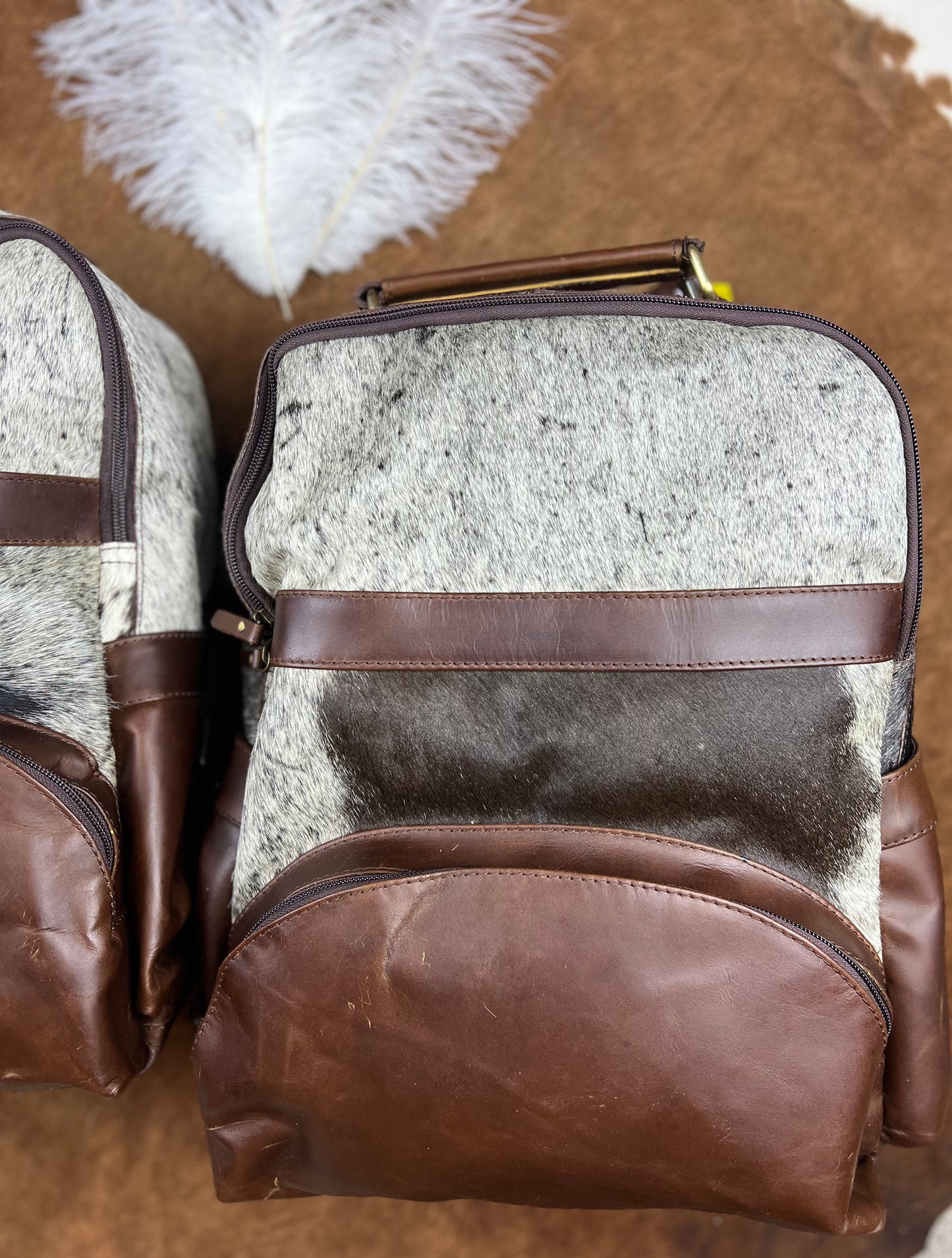 Klassy Cowgirl Hair on Cowhide Leather Backpack