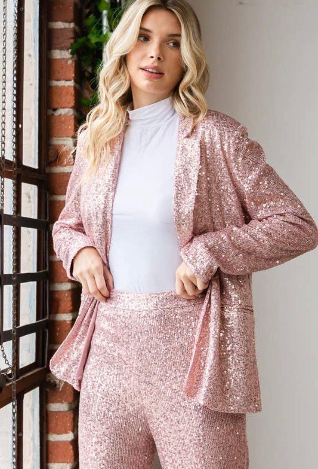 Pink Sequins Dressy Blazer